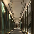 Elegant Modern Hotel Corridor With Luxurious Ceiling Design And Wall Lamps 3d model