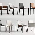Modern Dining Chairs With Striped And Solid Backrests Leather Fabric Seats And Metal Legs