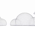 Wireframe Cloud 3D Mesh Design With Digital Grid Models And Structure 3d model