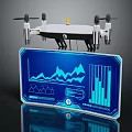 High Tech Drone Device With Digital Display Screen And Data Charts