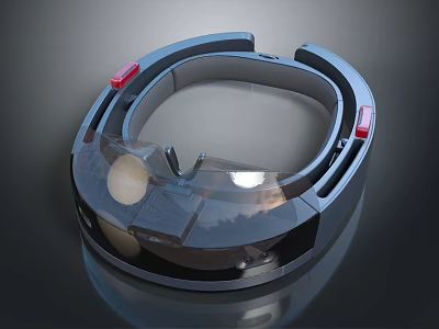 Modern Sleek VR Headset With Black Transparent Frame And Red Indicators 3d model