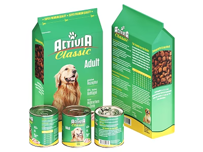 Arvia Classic Adult Dog Food Dry And Wet Pet Food With Cans And Bags 3d model