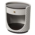 Modern Luxury Bedside Table With Quilted Leather Drawer And Dark Wooden Top