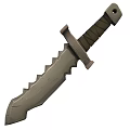 Military Style Tactical Combat Weapon With Serrated Blade And Wooden Handle