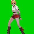 Game Movie Character With Orange Hair White Star Top Red Shorts Brown Boots Green Background