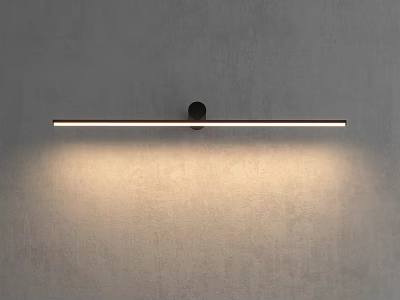 Minimalist Linear Decorative Wall Lamp Emitting Soft Warm Light On Gray Wall 3d model