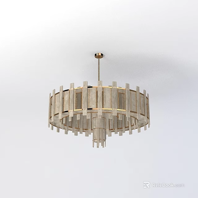 Tech Exhibition Hall Interior With Modern Metal And Glass Lighting Fixture Design 3d model 