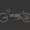 Vintage Motorcycle With Metallic Body Red Seat Large Wheels And Mechanical Details