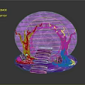 Magical Cartoon Scene With Purple Circular Arch Glass Stairs And Decorative Structures