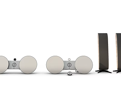 Modern Headphones and Speakers with Sleek Design for High Quality Home Audio System 3d model