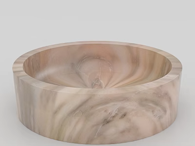 Natural Marble Pattern Ceramic Bowl With Beige Light Brown Swirling Design 3d model