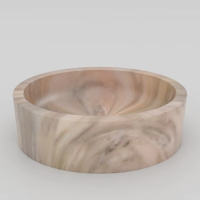 Natural Marble Pattern Ceramic Bowl With Beige Light Brown Swirling Design 3d model