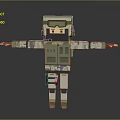 Pixel Style Military Character With Camouflage Uniform And Helmet