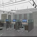 Modern Public Office Space With Open Layout Desks And Meeting Table