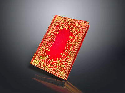 Red Covered Decorative Life Supply With Exquisite Gold Ornate Patterns And Shiny Surface 3d model