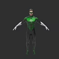 Green Lantern Game Movie Character 3D Model With Green Black Suit And Chest Emblem