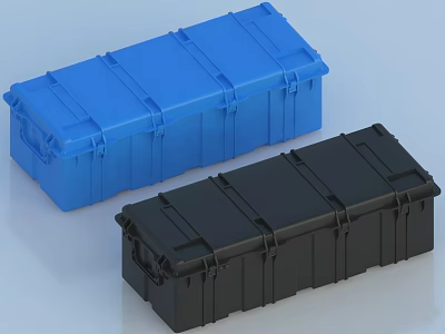 Blue And Black Plastic Storage Boxes With Secure Latching Lids 3d model