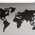 Stylish Black World Map Wall Decor for Modern Home Wall Art 3d model