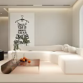 Modern Dining Living Room Interior With Sofa Dining Table Pendant Light And Wall Art