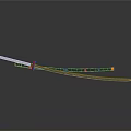 Traditional Japanese Katana With Black And Orange Handle And Long Sharp Blade On Smooth Surface