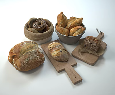 Modern Bread Bread Cake 3d model Modern Bread Bread Cake 3d model