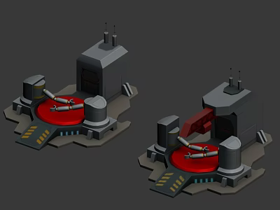 Industrial Mechanical Equipment With Red Platform White Tubular Objects Gray Tanks Pedals And Antennas 3d model