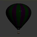 Vibrant Purple And Green Striped Hot Air Balloon With Hanging Basket