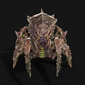 Mythical Monster 3D Model With Spiky Exoskeleton And Green Glowing Details