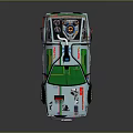 Silver Modified Car With Green Windows Roof Gear Alloy Wheels And Graphics