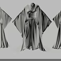 Traditional Gray Robes With Wide Sleeves Belted Design And Flowing Silhouette