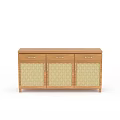Wooden Cabinet With Woven Door Panels And Three Drawers Simple Design