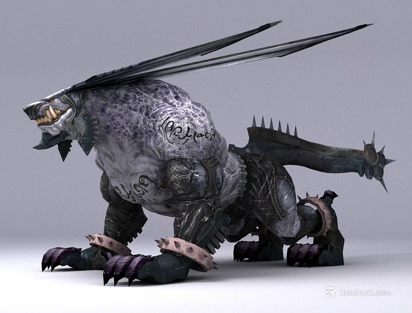 Mythical Armored Reptile 3D Model With Spikes Claws And Detailed Mythical Features 3d model 