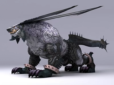 Mythical Armored Reptile 3D Model With Spikes Claws And Detailed Mythical Features 3d model