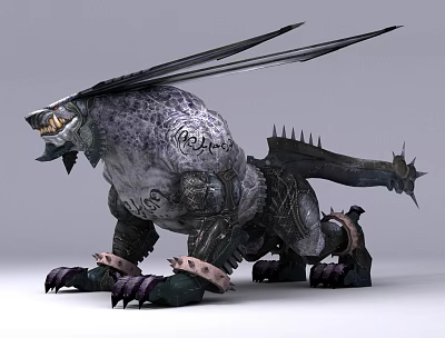 Mythical Armored Reptile 3D Model With Spikes Claws And Detailed Mythical Features 3d model