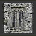 Ancient Stone Wall Featuring Gothic Window With Pointed Arch And Decorative Grilles 3d model