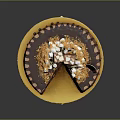 Layered Chocolate Cake Topped With Marshmallows Nuts Chocolate Sticks On Golden Tray Slice Removed