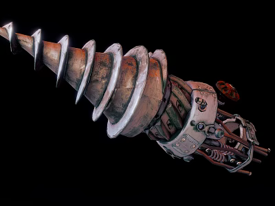 Detailed Mechanical Spiral Device With Metal Blades And Gear Components 3d model