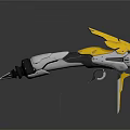 Yellow And Silver Futuristic Sci fi Weapon With Sleek Streamlined Design And Unique Shape 3d model