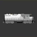 Gray Locomotive with Circular Ventilation Fans and Yellow Lights Detailed 3D Model on Gray Background