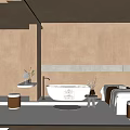 Modern SPA Sauna Interior With Bathtub Massage Bed And Decorative Plants