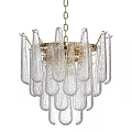 Elegant Modern Gold Frame Chandelier With Transparent Textured Glass Pendants