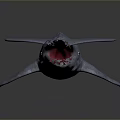 Blue Whale with Open Mouth Dorsal Fin and Pectoral Fins Against Dark Gradient Background