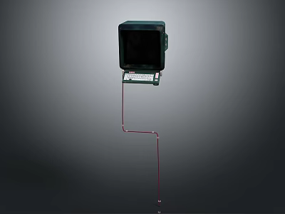 Black Electronic Device With Screen Keyboard And Red Connecting Cable 3d model