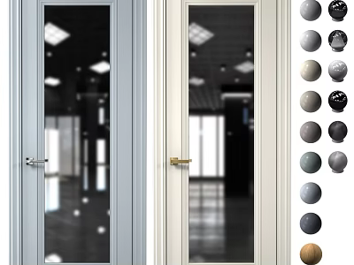 Modern Interior Swing Doors With Glass Panels And Multiple Color Options 3d model