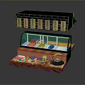 Traditional Food Stall With Glass Display Colorful Foods Teapot Cups And Fresh Ingredients
