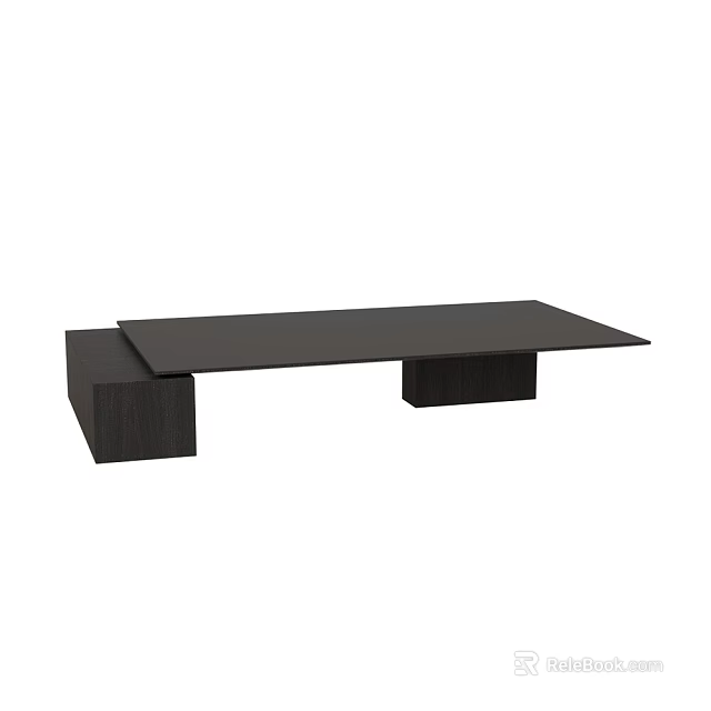 Modern Black Coffee Table Featuring Square Wooden Base And Smooth Tabletop Design 3d model