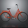 Red Modern Bicycle With Unique Radial Spoke Wheels And Reflective Surface