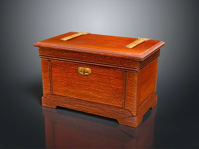 Vintage Wooden Box With Brass Lock Metal Accents And Wood Grain Surface 3d model
