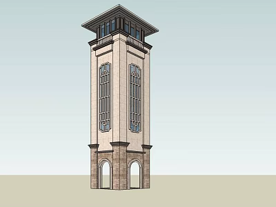 Classic Tower Design With Tall Windows Decorative Base And Architectural Details 3d model