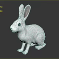 White Rabbit with Long Ears Sitting Posture Smooth Fur on Dark Background 3d model